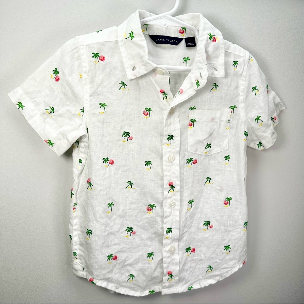Janie and Jack Palm Tree Linen Shirt - Picture 9 of 12